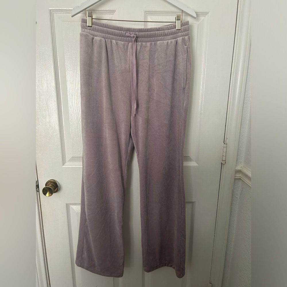 H&M Plush Drawstring Joggers - Light Mauve